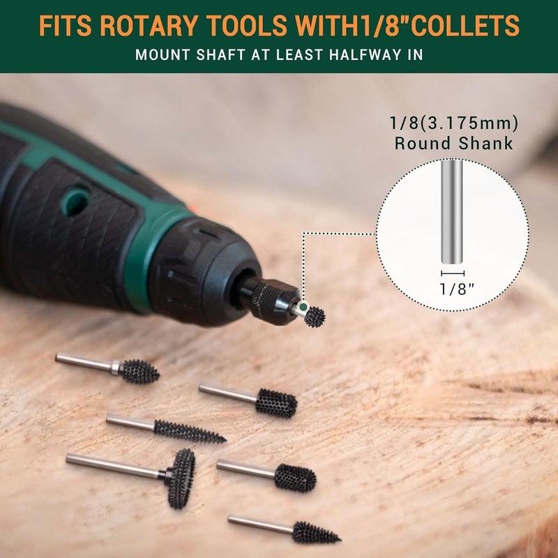 ToolTrek Store Extreme Spikes Sphere Rotary Burr, 1⁄8" Shaft, Very Coarse - Woodworking Attachment for Dremel, Foredom, DeWalt, Milwaukee. Abrasive Tungsten Carbide - Image 5